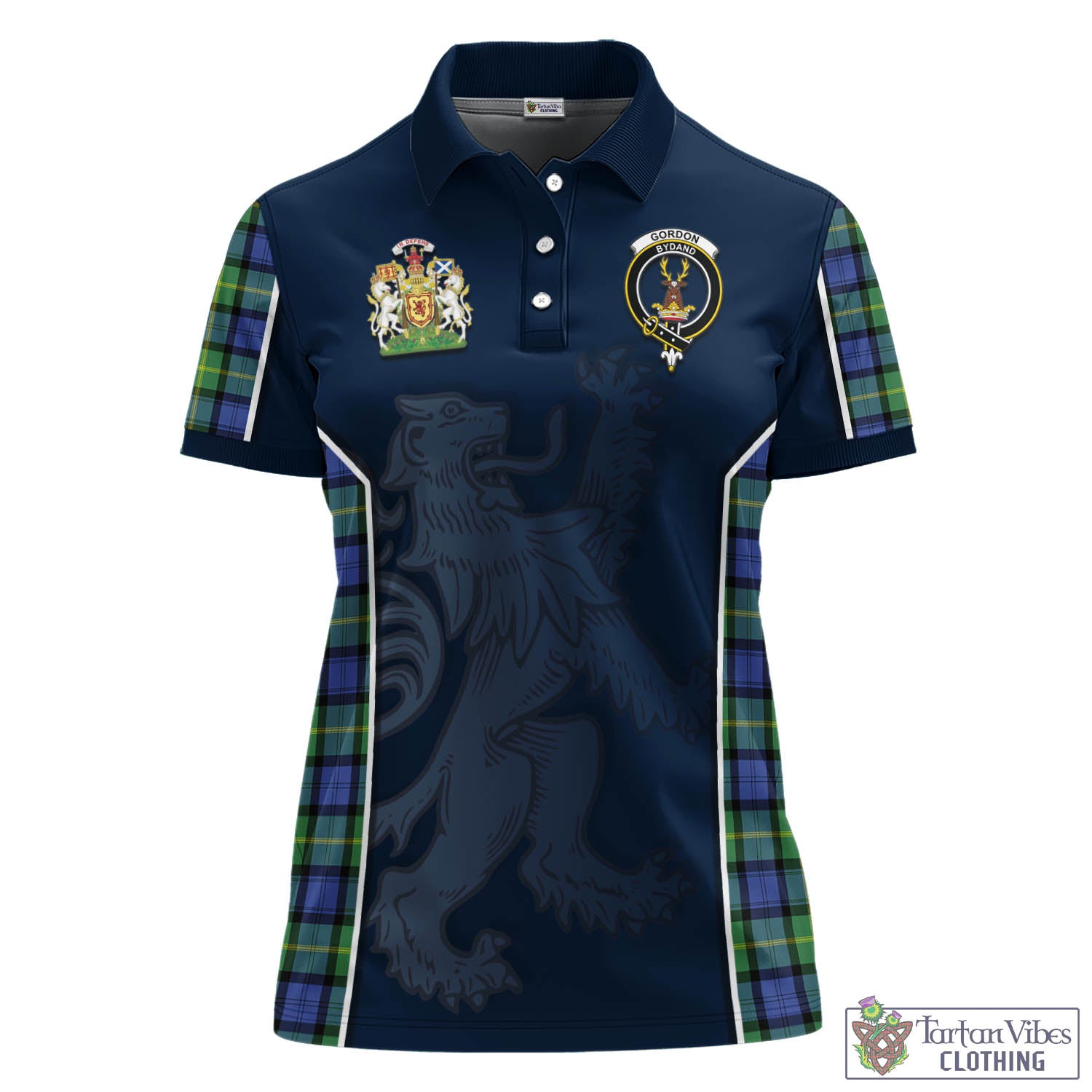 Tartan Vibes Clothing Gordon Old Ancient Tartan Women's Polo Shirt with Family Crest and Lion Rampant Vibes Sport Style