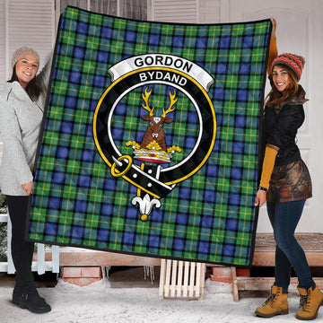 Gordon Old Ancient Tartan Quilt with Family Crest