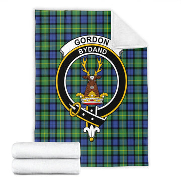 Gordon Old Ancient Tartan Blanket with Family Crest