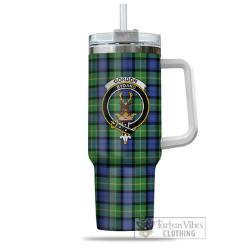 Gordon Old Ancient Tartan and Family Crest Tumbler with Handle