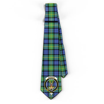 Gordon Old Ancient Tartan Classic Necktie with Family Crest