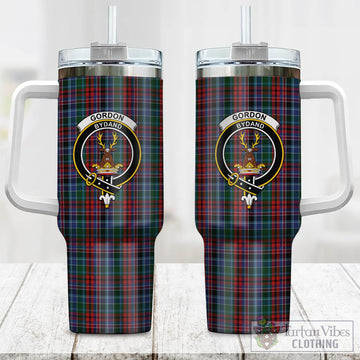 Gordon Red Tartan and Family Crest Tumbler with Handle