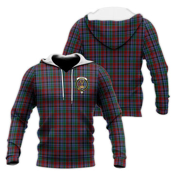 Gordon Red Tartan Knitted Hoodie with Family Crest