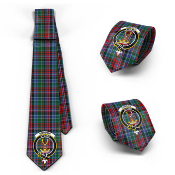 Gordon Red Tartan Classic Necktie with Family Crest