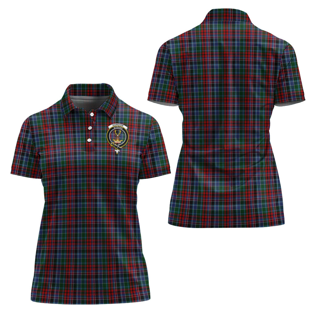 gordon-red-tartan-polo-shirt-with-family-crest-for-women