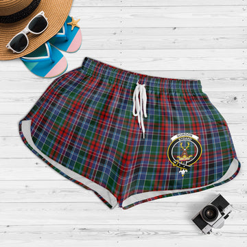 Gordon Red Tartan Womens Shorts with Family Crest