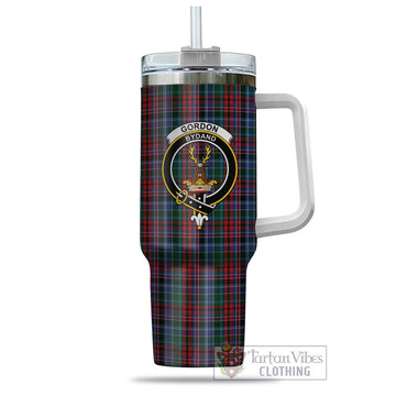 Gordon Red Tartan and Family Crest Tumbler with Handle
