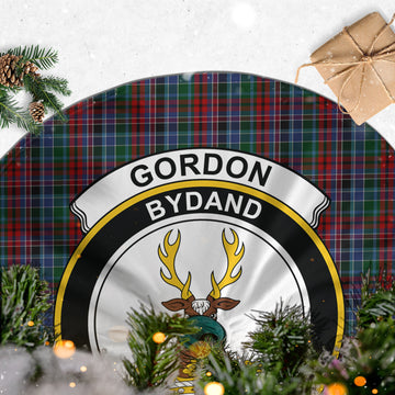Gordon Red Tartan Christmas Tree Skirt with Family Crest