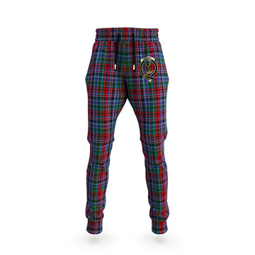 Gordon Red Tartan Joggers Pants with Family Crest