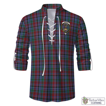 Gordon Red Tartan Men's Scottish Traditional Jacobite Ghillie Kilt Shirt with Family Crest