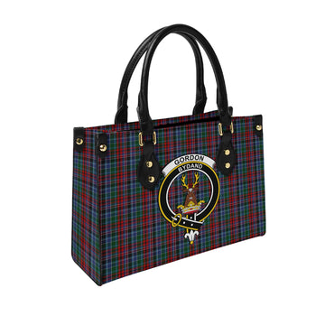 gordon-red-tartan-leather-bag-with-family-crest