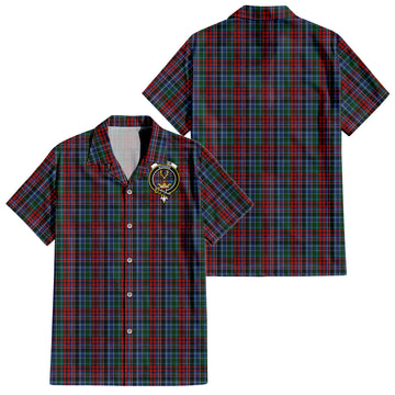 Gordon Red Tartan Short Sleeve Button Down Shirt with Family Crest