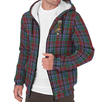 Gordon Red Tartan Sherpa Hoodie with Family Crest