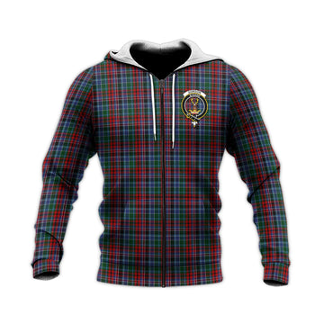 Gordon Red Tartan Knitted Hoodie with Family Crest