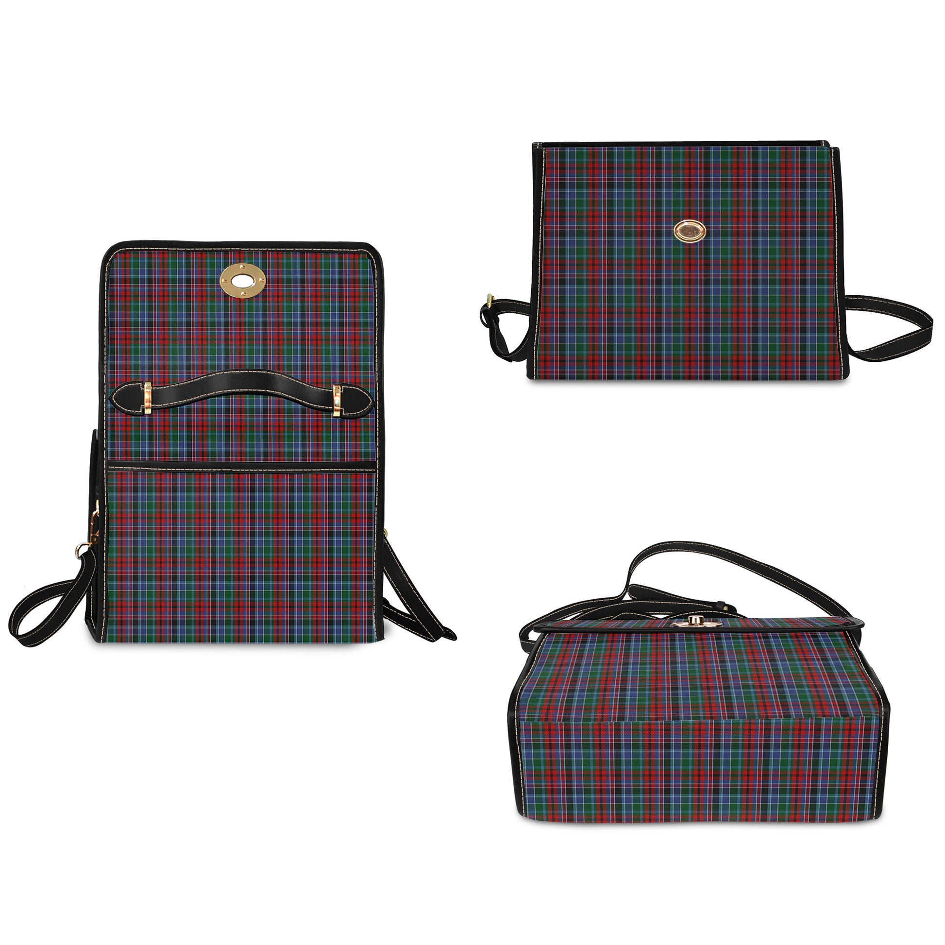 gordon-red-tartan-leather-strap-waterproof-canvas-bag