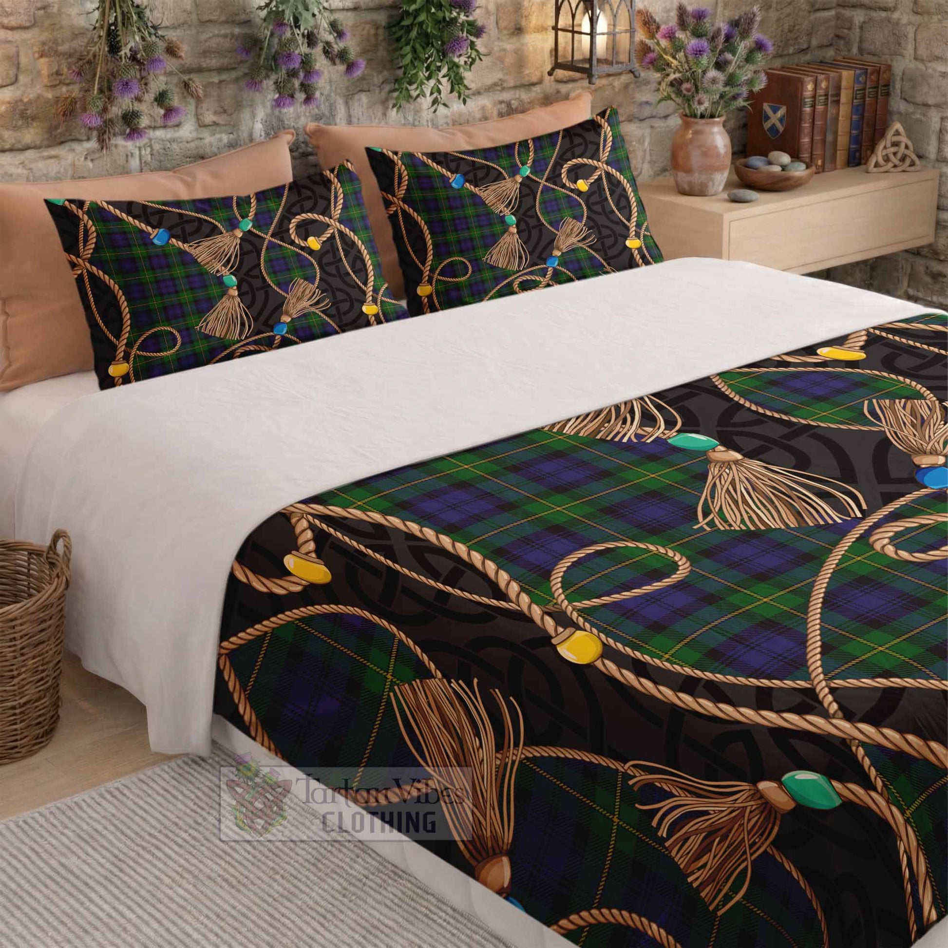 Gordon Scottish Tartan Twisted Ropes Stylized Bedding Set - Tartan Vibes Clothing