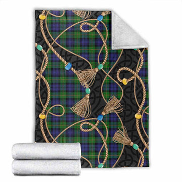Gordon Scottish Tartan Twisted Ropes Stylized Blanket X-Large 59 x 79 inches 150 x 200 cm - Tartan Vibes Clothing