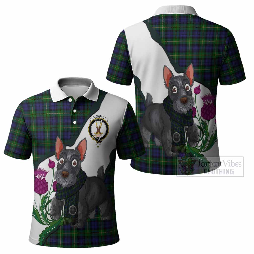 Gordon Scottish Terrier Tartan Crest Polo Shirt Thistle Heritage Art
