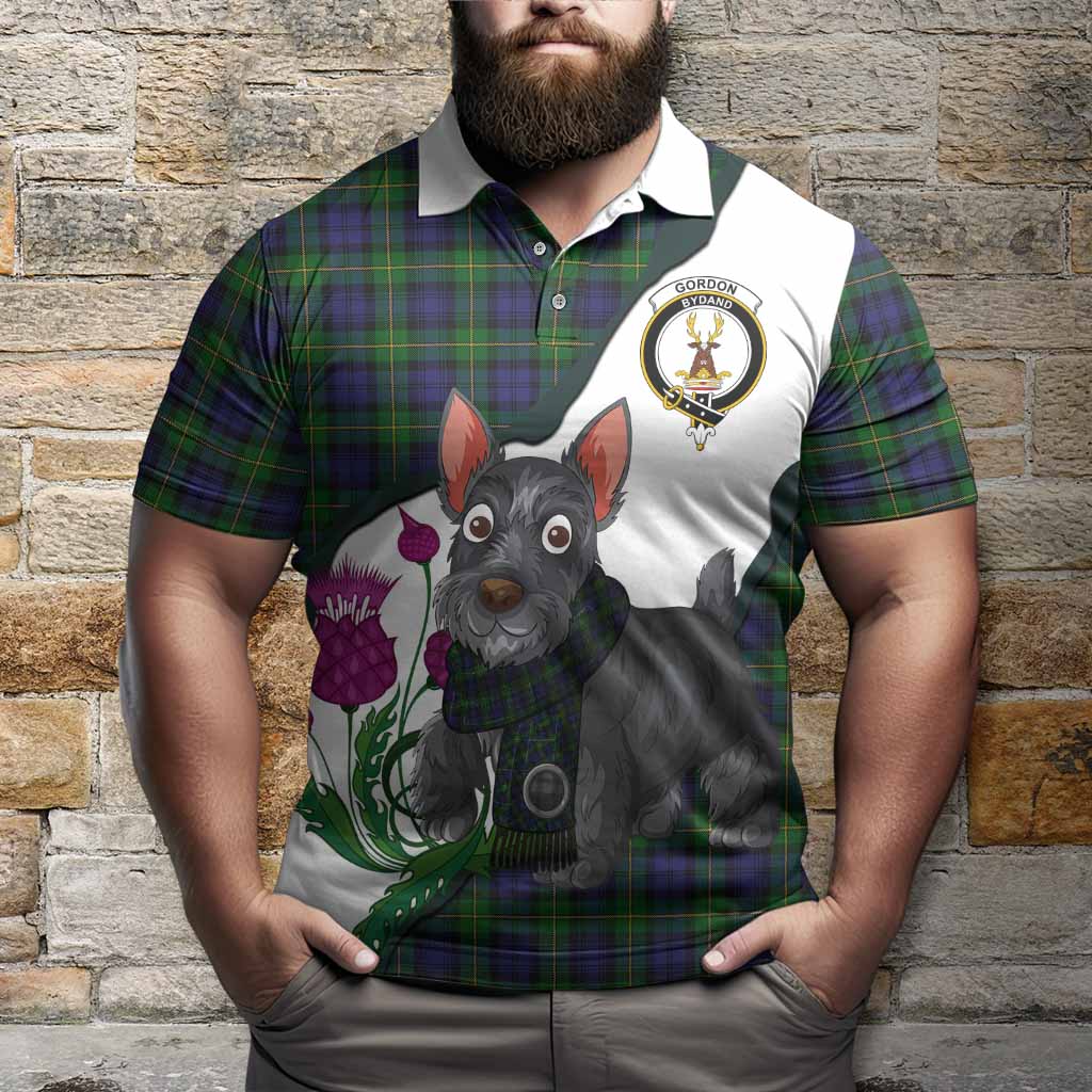 Gordon Scottish Terrier Tartan Crest Polo Shirt Thistle Heritage Art