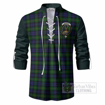 Gordon Tartan Accent Ghillie Shirt with Family Crest
