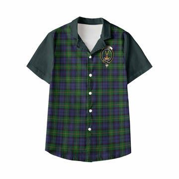 Gordon Tartan Accent Kid Hawaiian Shirt with Family Crest