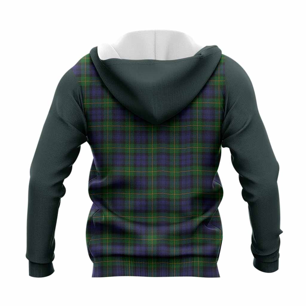 Gordon Tartan Accent Knitted Hoodie with Family Crest