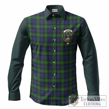 Gordon Tartan Accent Long Sleeve Button Shirts with Family Crest