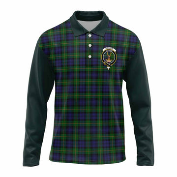 Gordon Tartan Accent Long Sleeve Polo Shirt with Family Crest