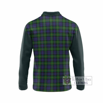 Gordon Tartan Accent Long Sleeve Polo Shirt with Family Crest