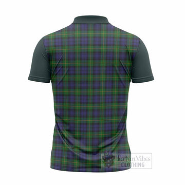 Gordon Tartan Accent Zipper Polo Shirt with Family Crest