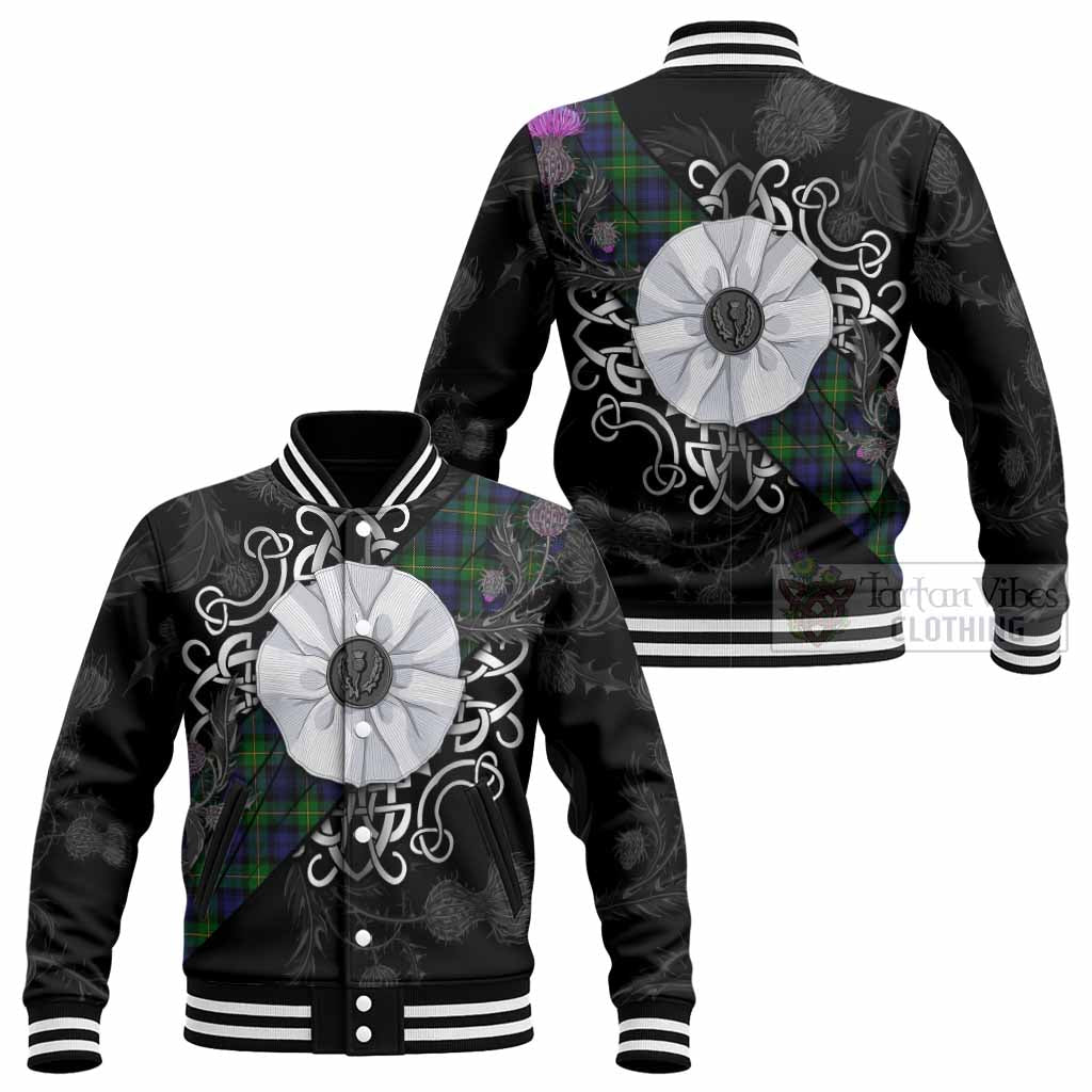 Gordon Tartan Baseball Jacket Jacobite White Rose - Tartan Vibes Clothing