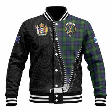 Gordon Tartan Baseball Jacket New Zealand Pattern Unique Zipper Stylized