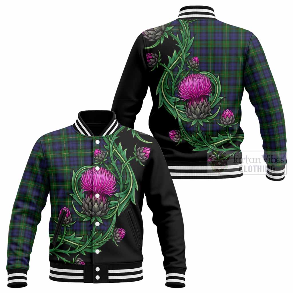 Gordon Tartan Baseball Jacket Resilient Scottish Thistle - Tartan Vibes Clothing
