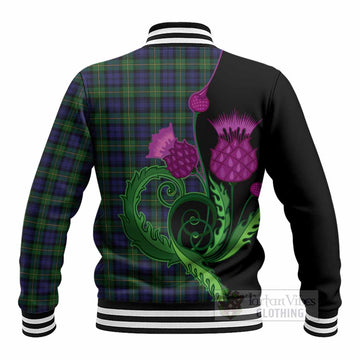Gordon Tartan Baseball Jacket Traditional Scottish Thistle