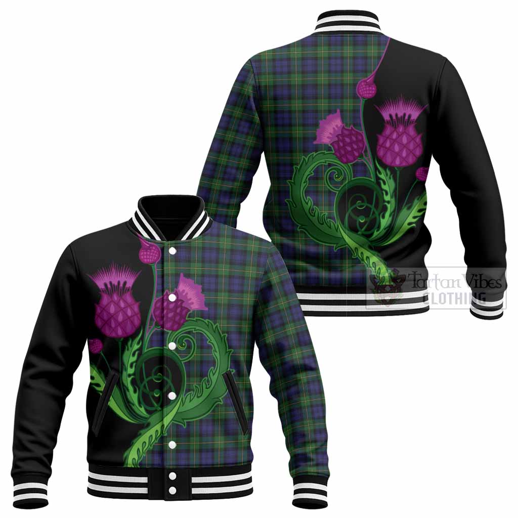 Gordon Tartan Baseball Jacket Traditional Scottish Thistle