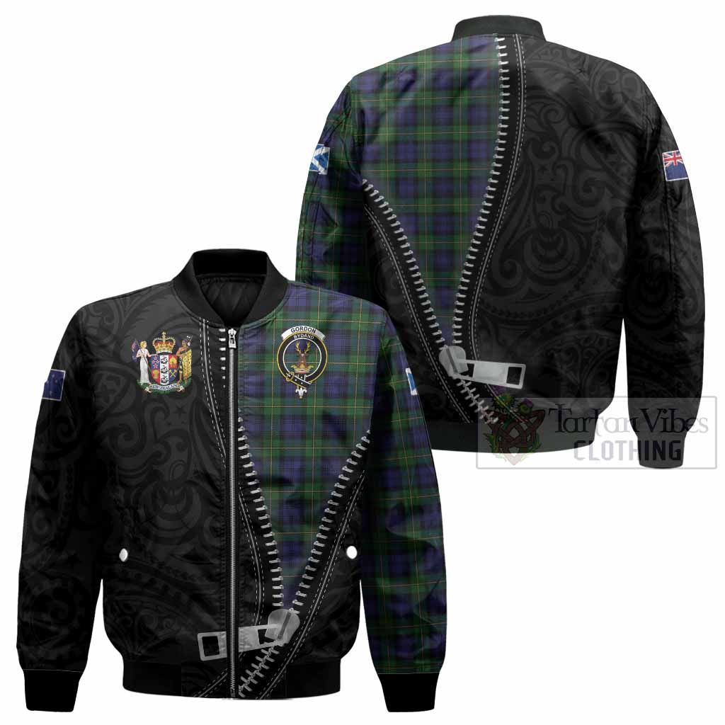 Gordon Tartan Bomber Jacket New Zealand Pattern Unique Zipper Stylized