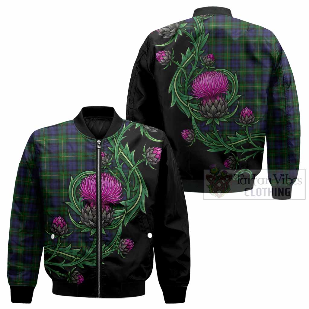 Gordon Tartan Bomber Jacket Resilient Scottish Thistle - Tartan Vibes Clothing