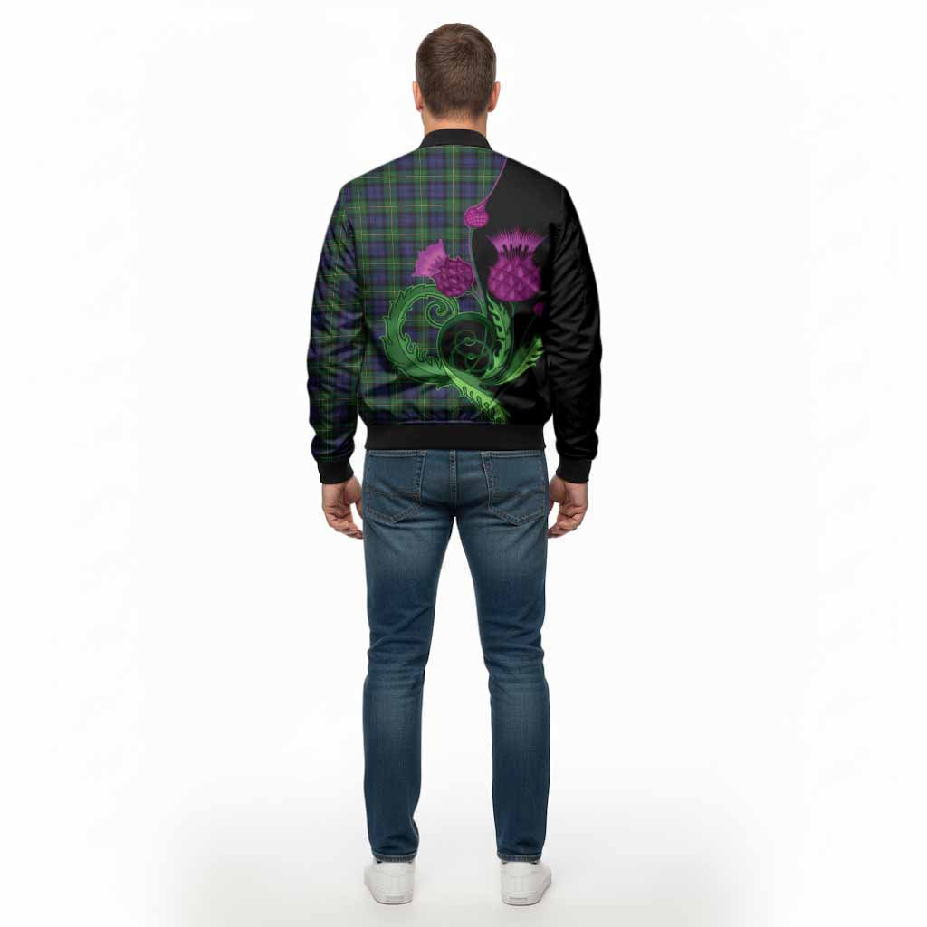 Gordon Tartan Bomber Jacket Traditional Scottish Thistle
