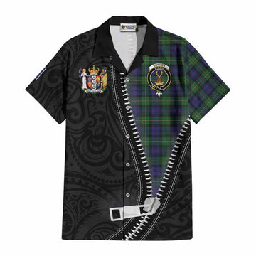 Gordon Tartan Cotton Hawaiian Shirt New Zealand Pattern Unique Zipper Stylized