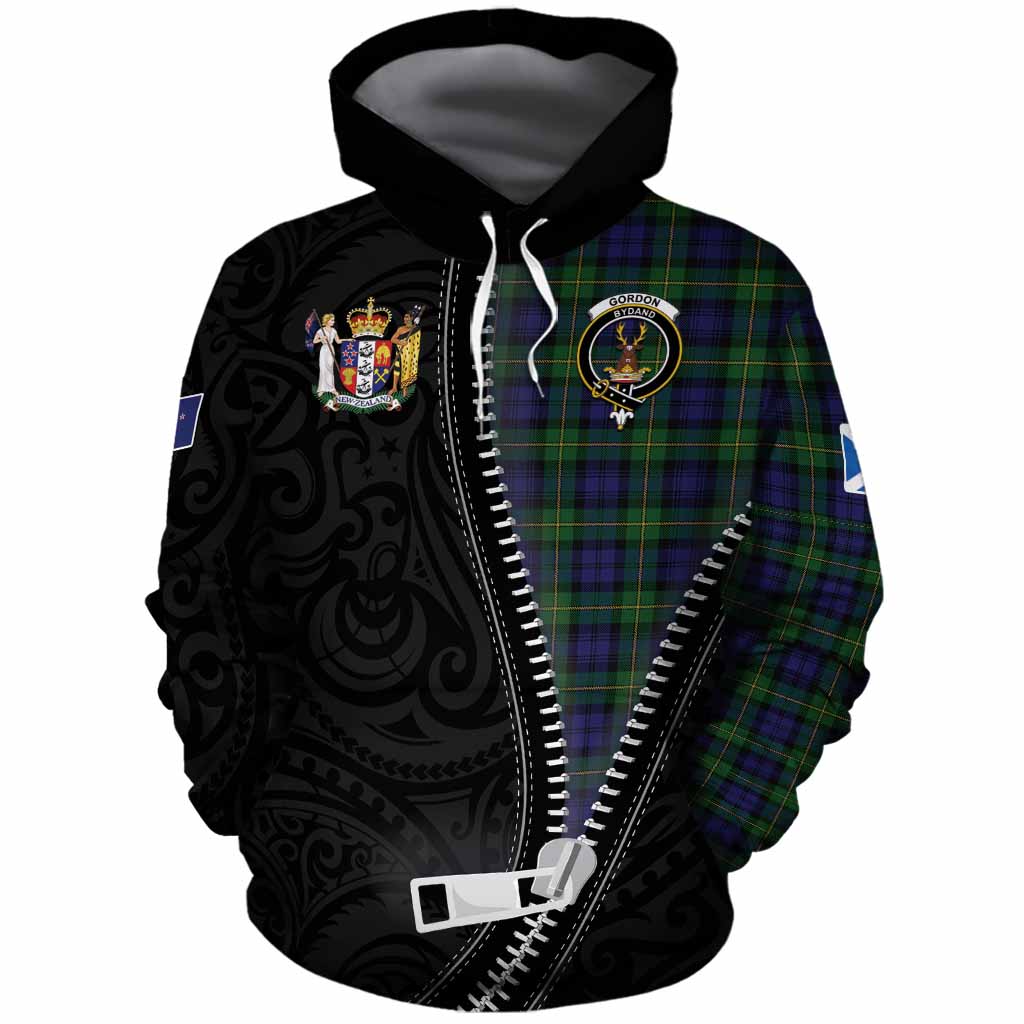 Gordon Tartan Cotton Hoodie New Zealand Pattern Unique Zipper Stylized
