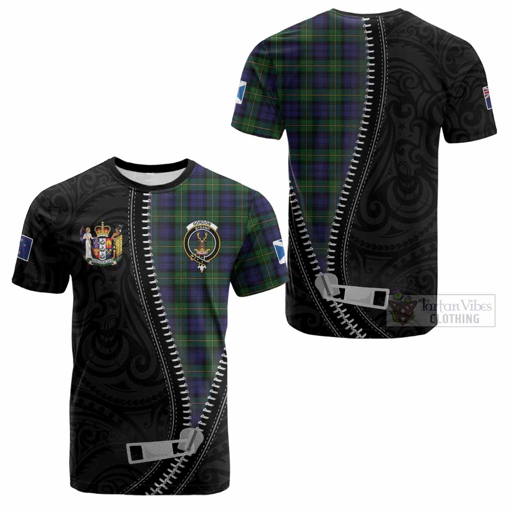 Gordon Tartan Cotton T-shirt New Zealand Pattern Unique Zipper Stylized