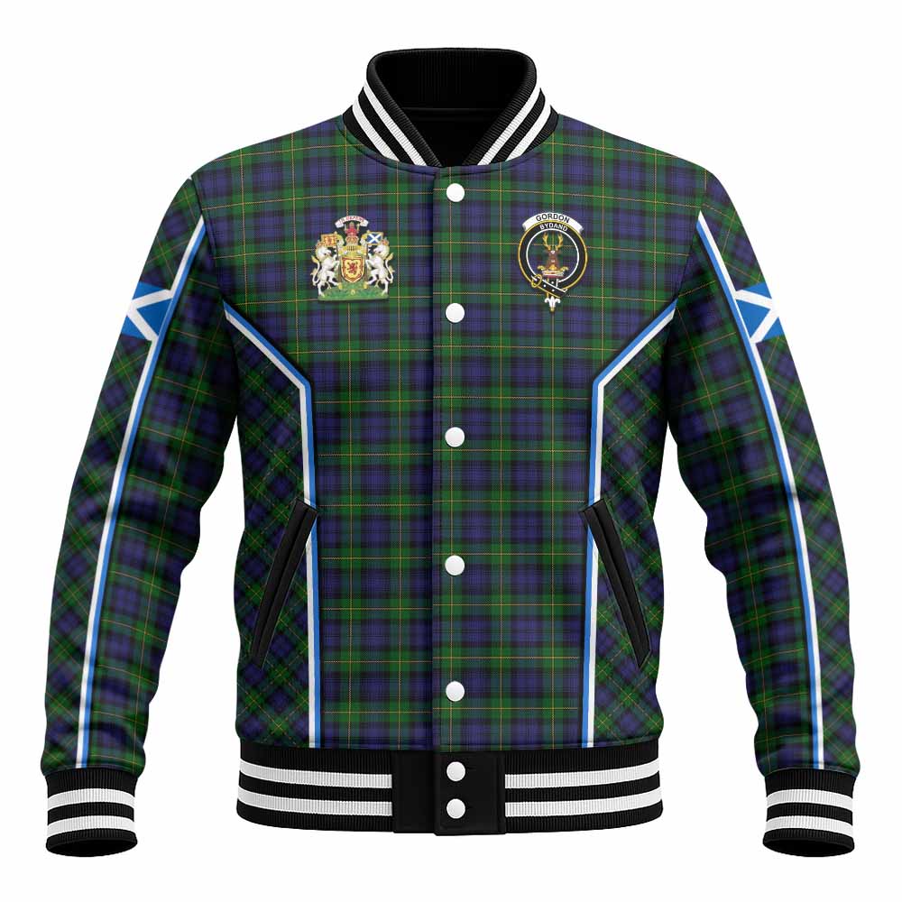 Gordon Tartan Crest Baseball Jacket Scotland Coat of Arm Flag Style - Tartan Vibes Clothing