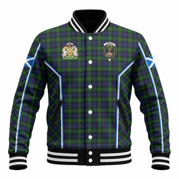 Gordon Tartan Crest Baseball Jacket Scotland Coat of Arm Flag Style