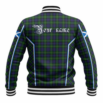 Gordon Tartan Crest Baseball Jacket Scotland Coat of Arm Flag Style