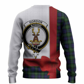 Gordon Tartan Crest Christmas Christmas Ugly Sweater Highland Cow Bagpipes Coquette Bow Style