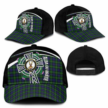 Gordon Tartan Crest Classic Cap Scottish Thistle Celtic Cross Alba Gu Brath