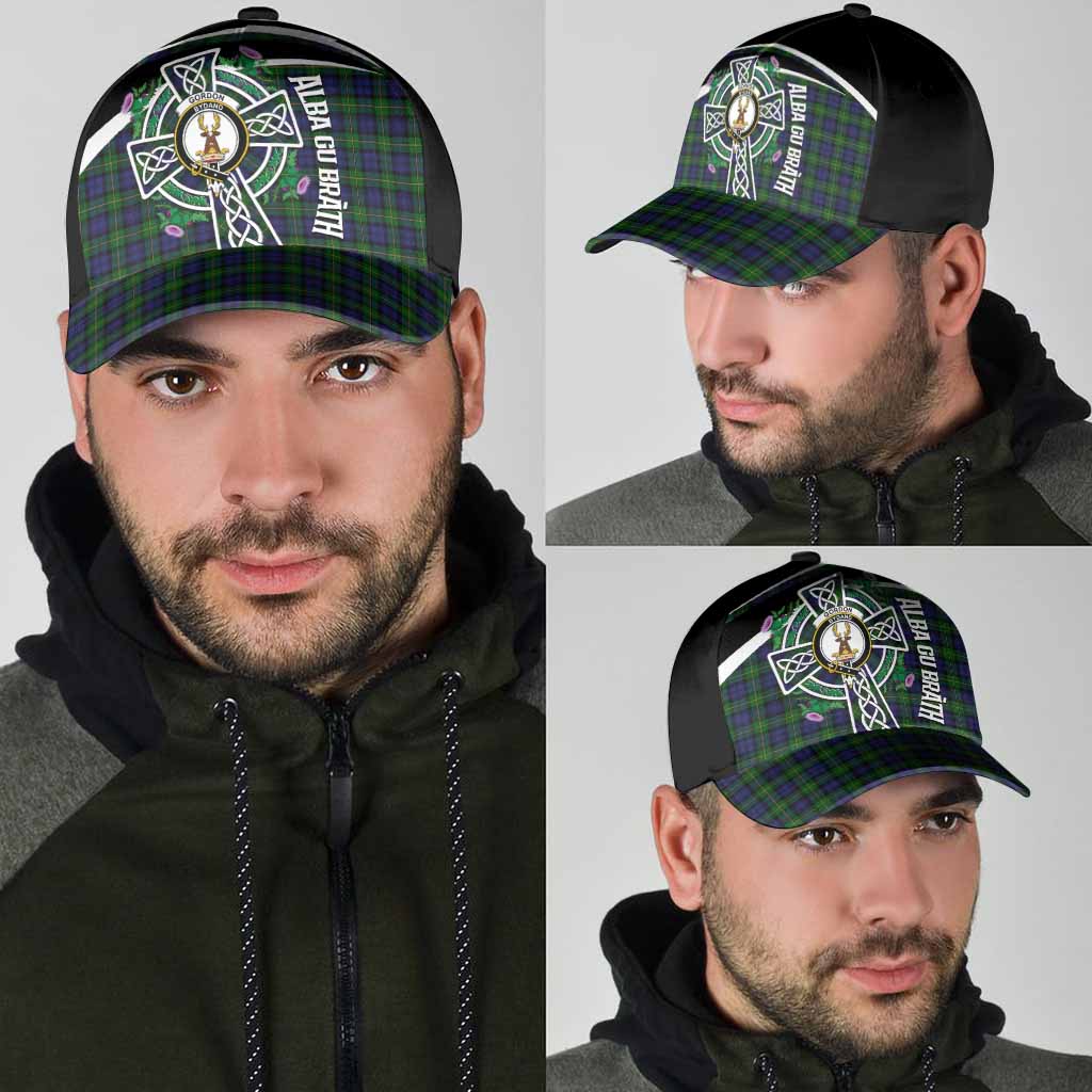Gordon Tartan Crest Classic Cap Scottish Thistle Celtic Cross Alba Gu Brath