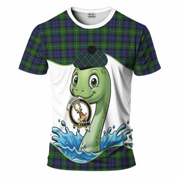 Gordon Tartan Crest Cute Nessie T-Shirt Scottish Loch Ness Monster
