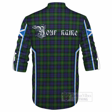 Gordon Tartan Crest Ghillie Kilt Shirt Scotland Coat of Arm Flag Style