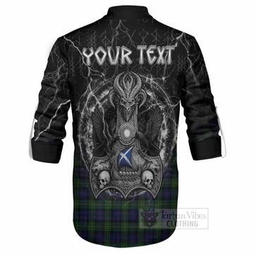Gordon Tartan Crest Ghillie Shirt Celtic Odin's Raven Legacy